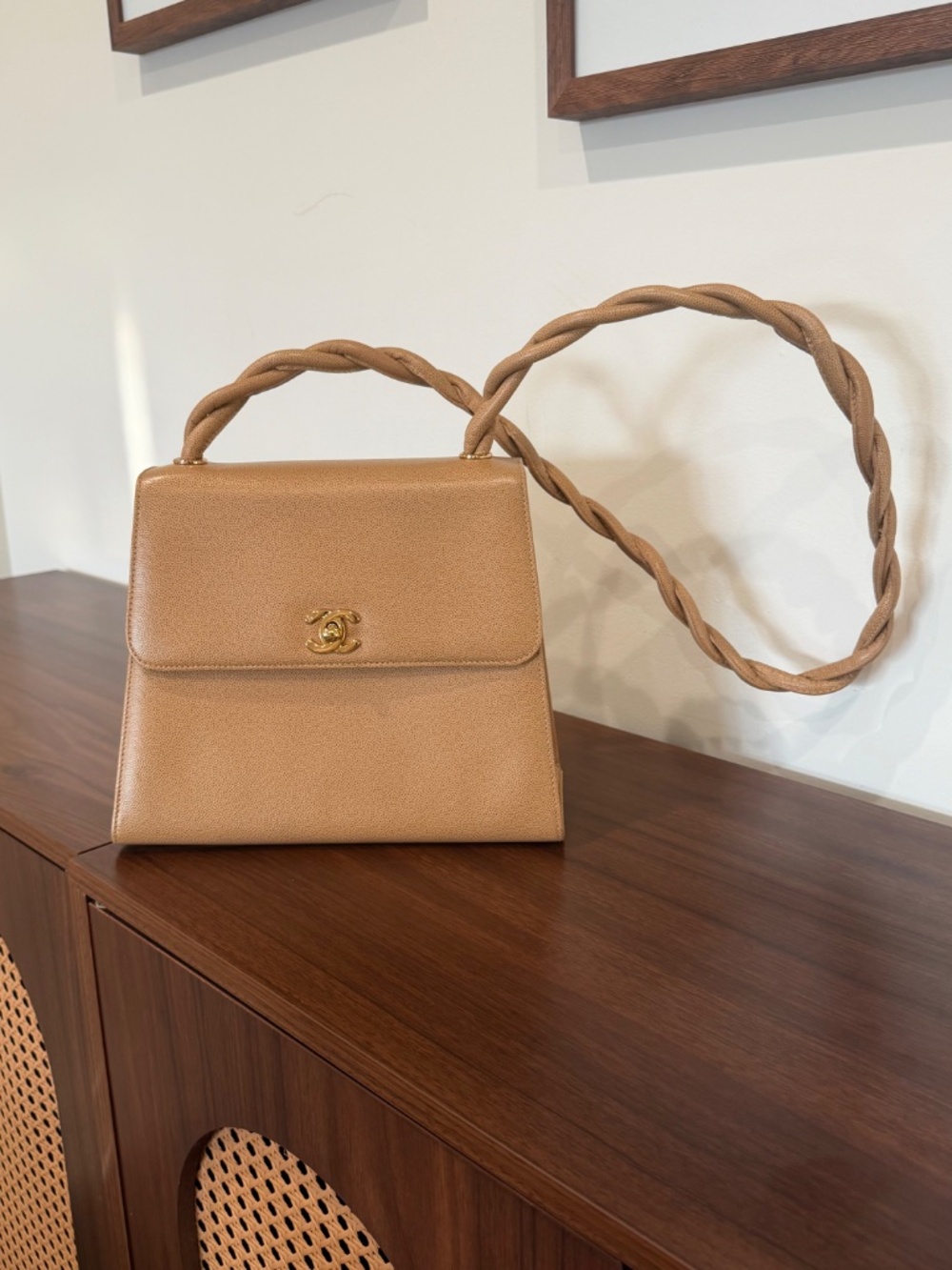 Chanel Vintage Matelassé Caviar Crossbody — Beige - Picture 5 of 16